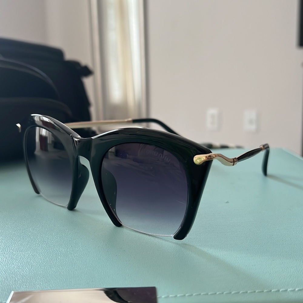 Miu Miu Half Frame black Sunglasses and hard case